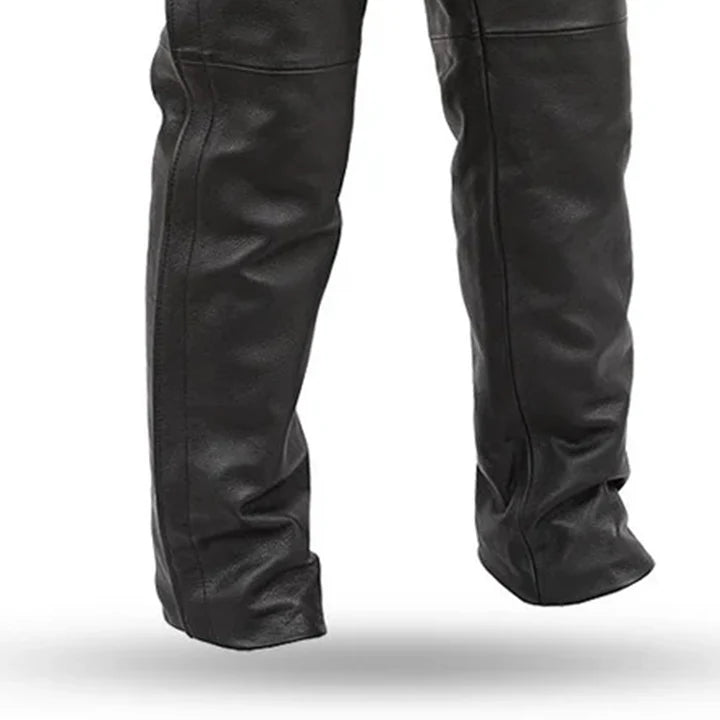 Leather Men’s Classic Black Motorcycle Riding Pants