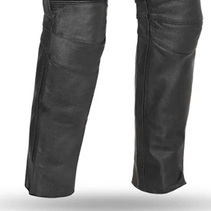 Unisex Black Leather Motorcycle Riding Pants
