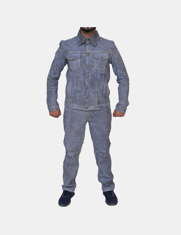 coated effect denim jacket