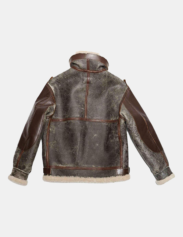 Men’s bomber Sheepskin Leather Jacket with Faux Fur