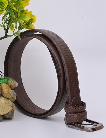 Men's Brown Textured Leather Belt