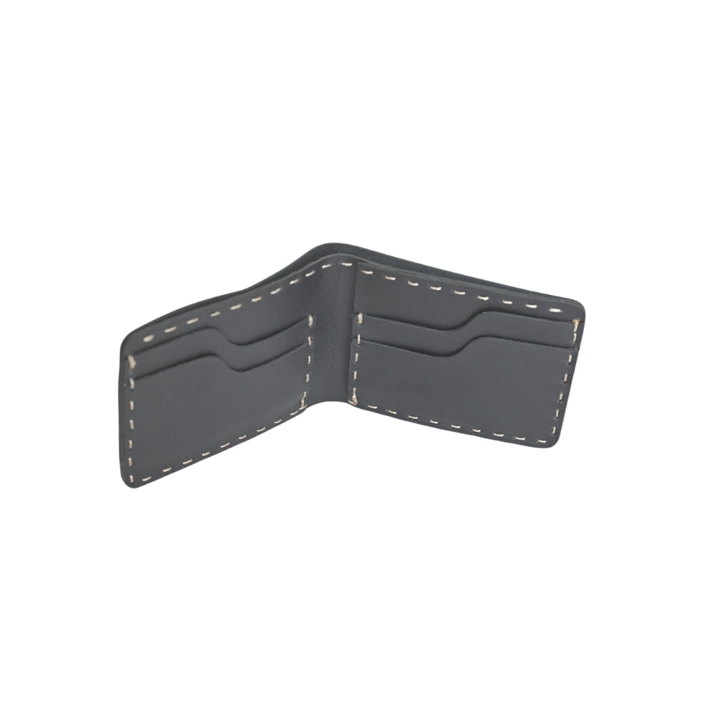 Handmade Black Cowhide Leather Wallet: Minimalist Design