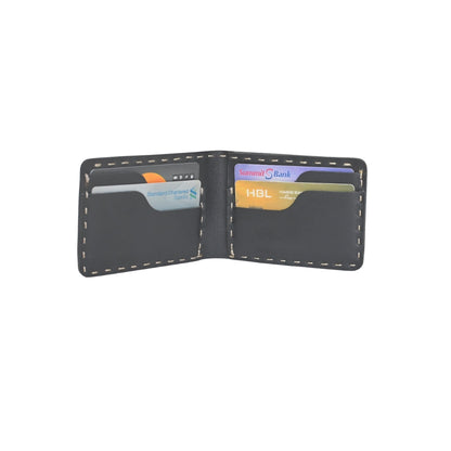 Handmade Black Cowhide Leather Wallet: Minimalist Design