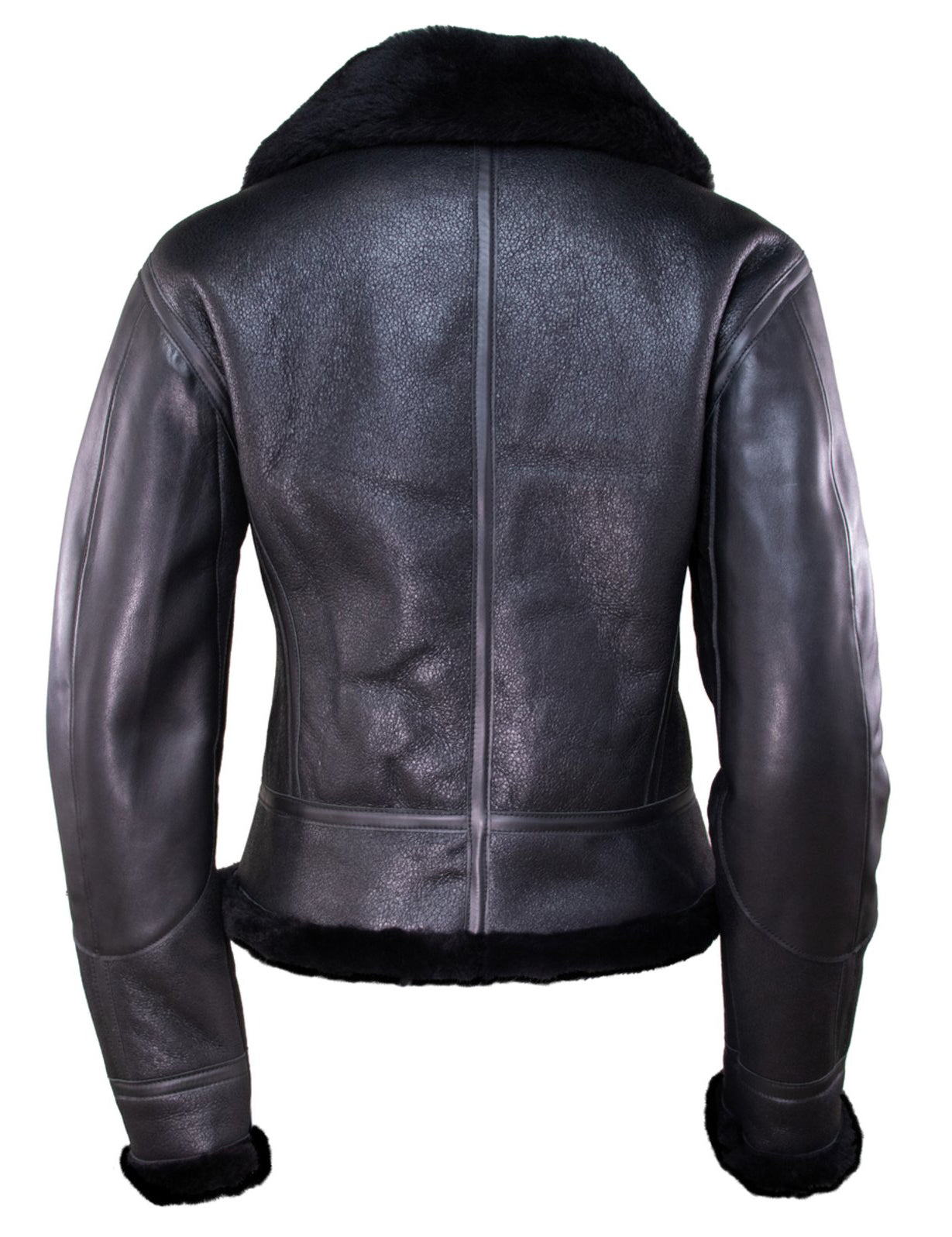 Women’s Black Leather Jacket with Faux Fur Collar