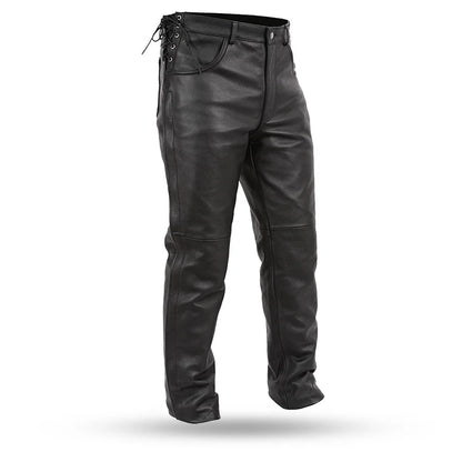 Leather Men’s Classic Black Motorcycle Riding Pants