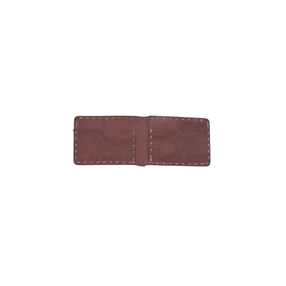 Handmade Brown Leather Wallet with Keychain: Cowhide Minimalist Design