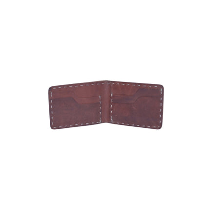 Handmade Brown Leather Wallet with Keychain: Cowhide Minimalist Design