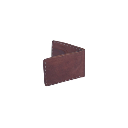 Handmade Brown Leather Wallet with Keychain: Cowhide Minimalist Design