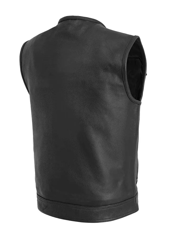 Black leather vest on a white background
