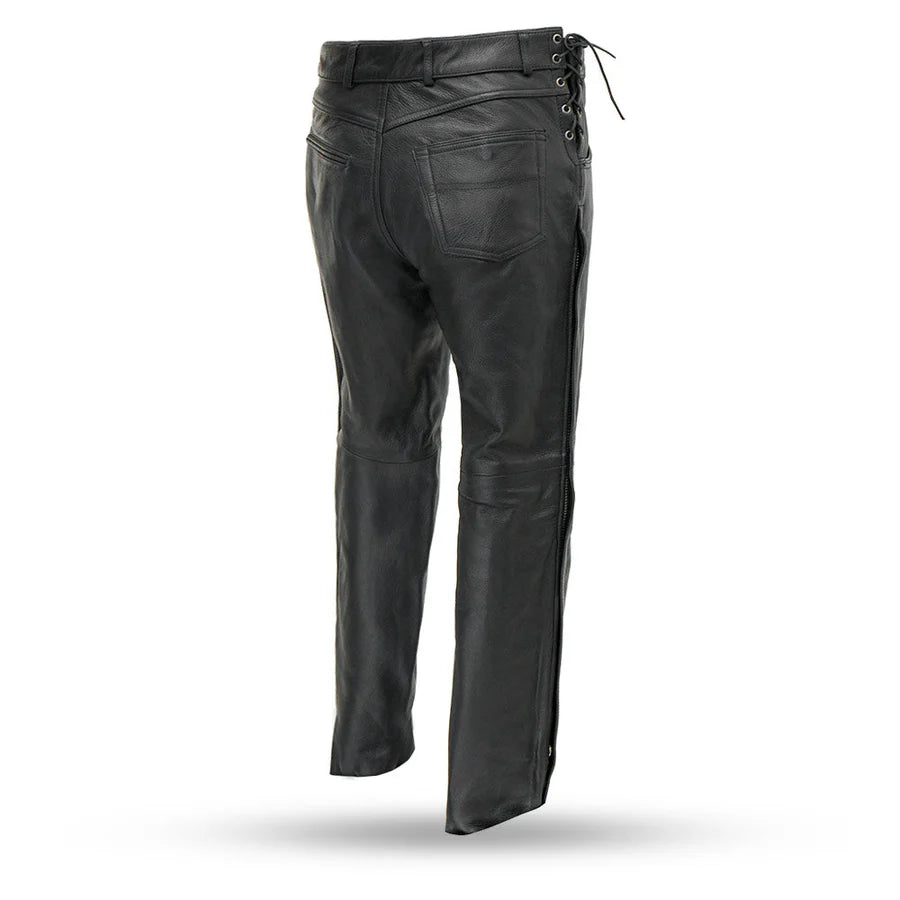Leather Men’s Classic Black Motorcycle Riding Pants
