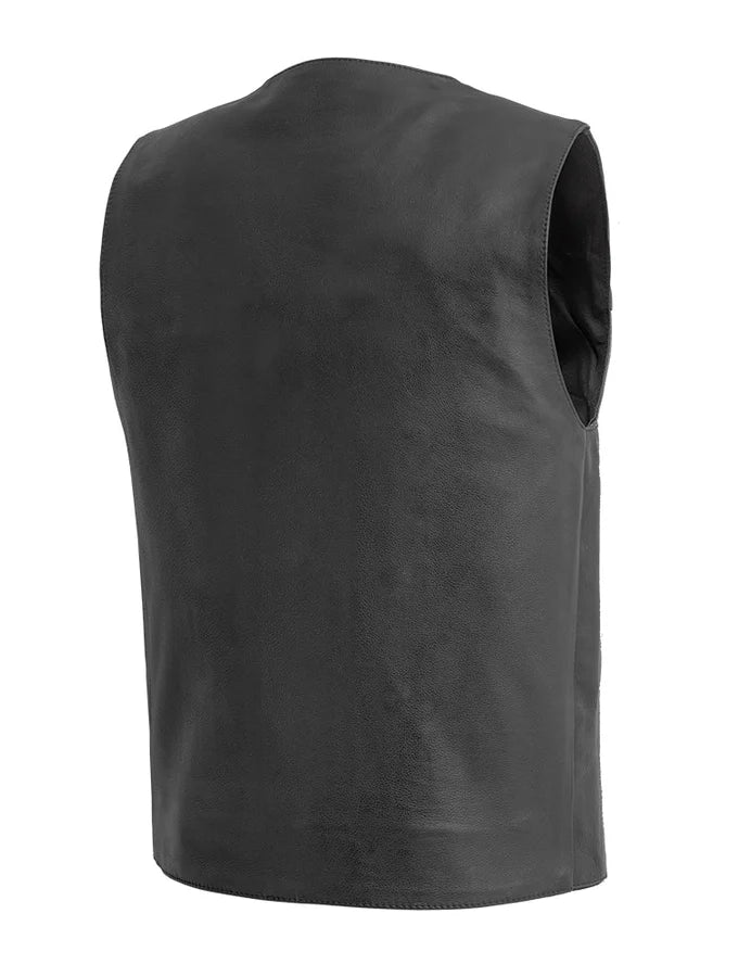 Black sleeveless vest on a white background