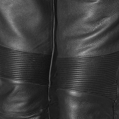 Unisex Black Leather Motorcycle Riding Pants