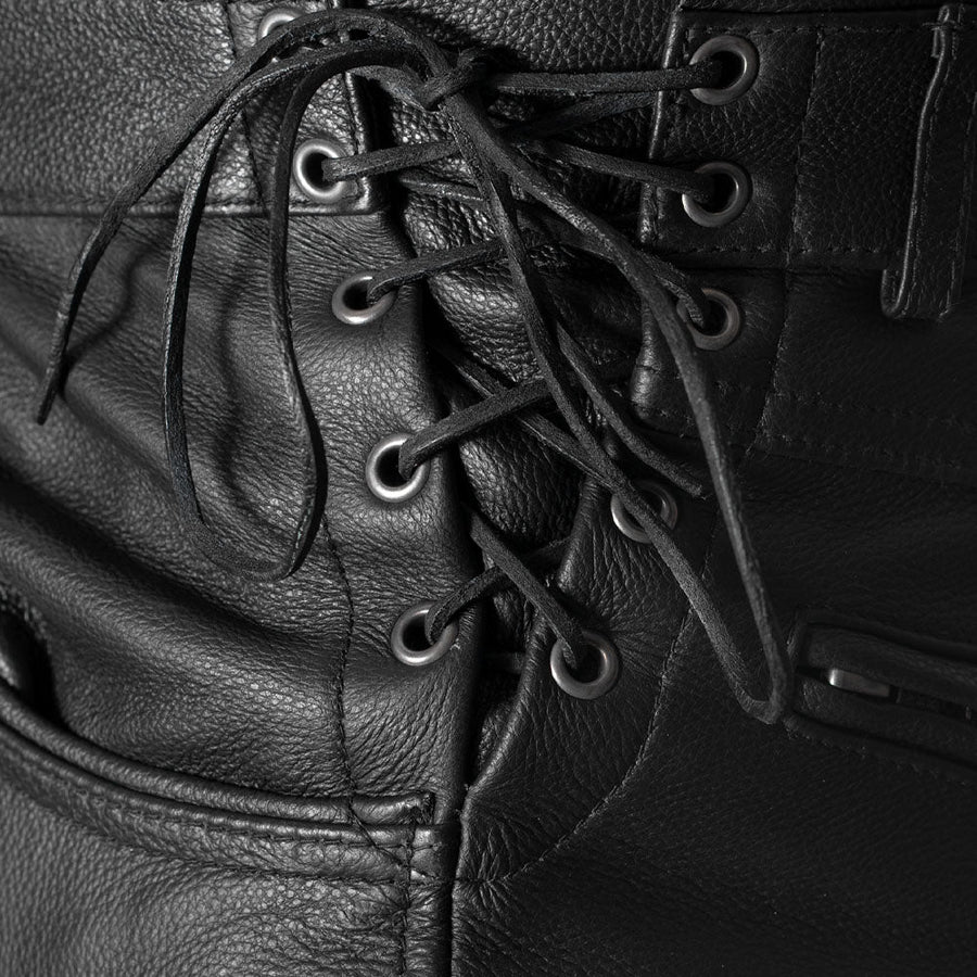 Leather Men’s Classic Black Motorcycle Riding Pants