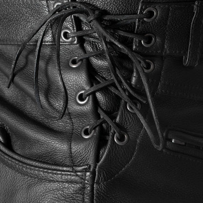 Leather Men’s Classic Black Motorcycle Riding Pants
