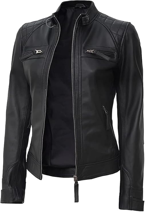 Women’s Biker Leather Jacket – Racer Style in Premium Lambskin Leather