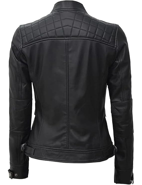 Women’s Biker Leather Jacket – Racer Style in Premium Lambskin Leather