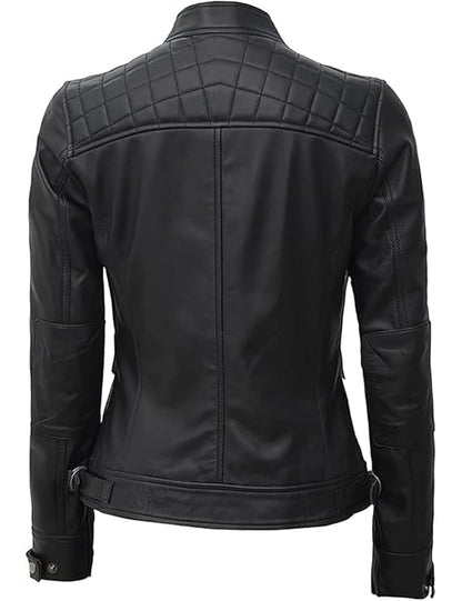 Women’s Biker Leather Jacket – Racer Style in Premium Lambskin Leather