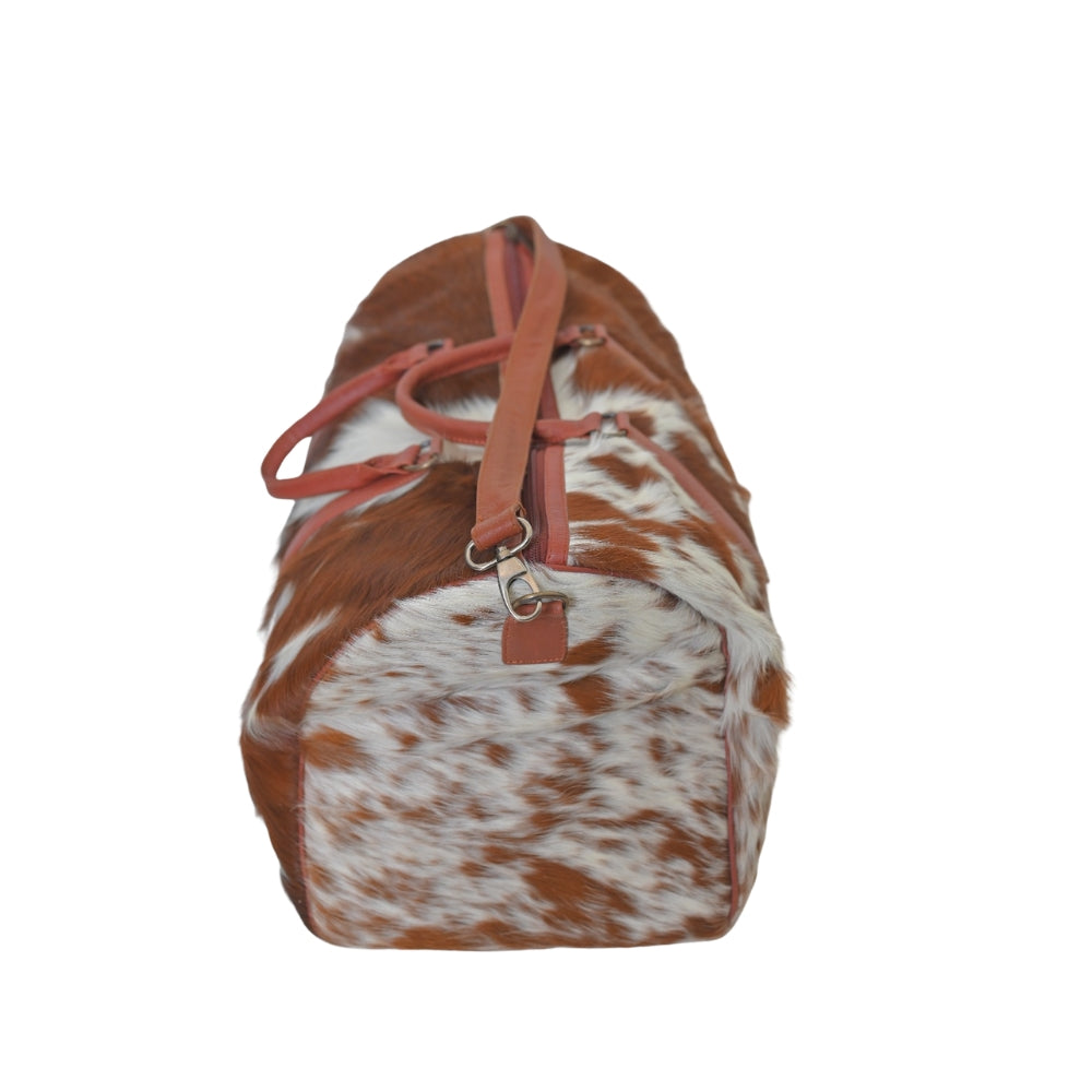 Large Duffel Bag Cowhide - Luxury Cowhide Weekender Bag - Hair On Cowhide Travel Bag - Personalized Shoulder Duffle Bag - Gift for Him/ Her