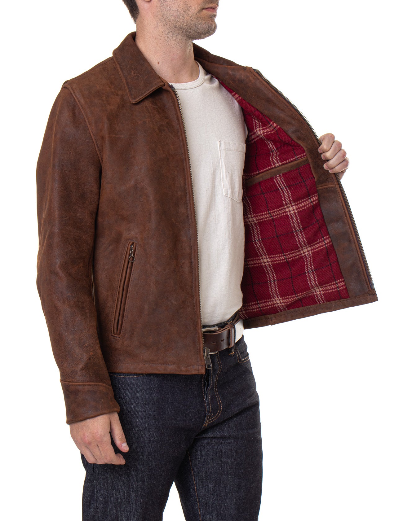 Men’s Heavyweight Oiled Nubuck Leather Jacket.