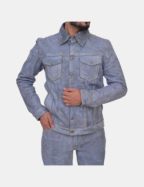 coated effect denim jacket