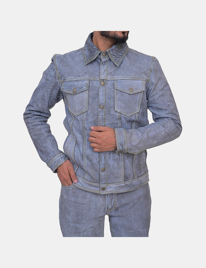 coated effect denim jacket