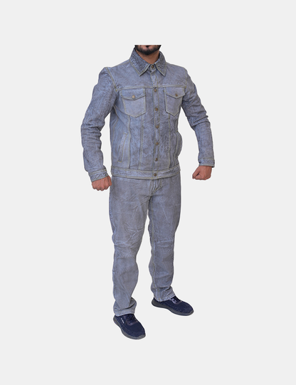 coated effect denim jacket