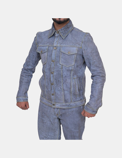 coated effect denim jacket