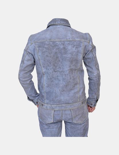 coated effect denim jacket