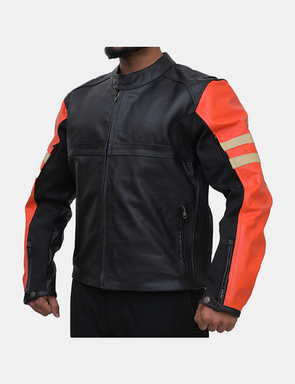 Men’s Biker Cowhide Leather Jacket Black