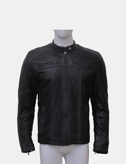 Men's Black Leather Biker Jacket