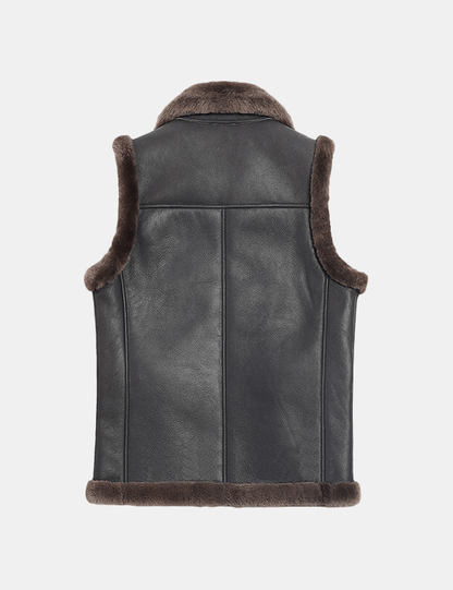 Men’s Winter Coffee Brown Vest with Faux Fur