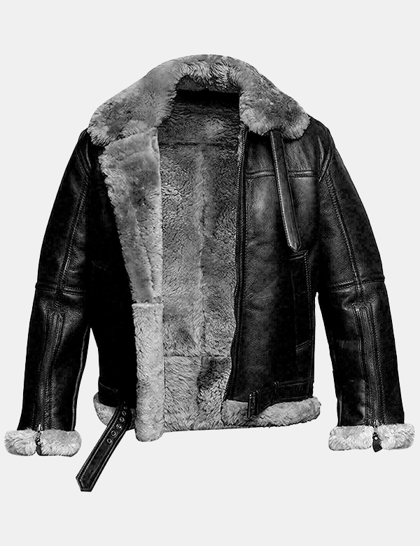 Men Leather Jacket with Faux Fur