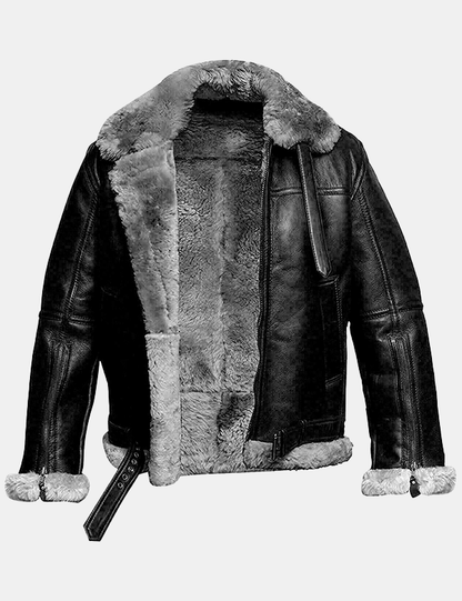 Men Leather Jacket with Faux Fur