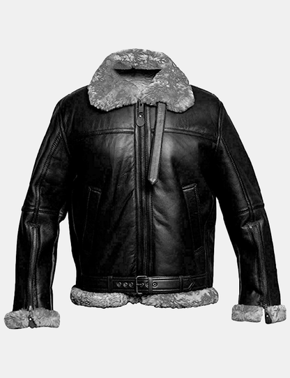 Men Leather Jacket with Faux Fur
