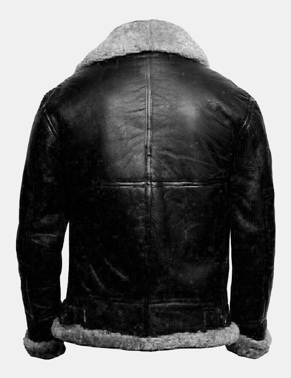 Men Leather Jacket with Faux Fur
