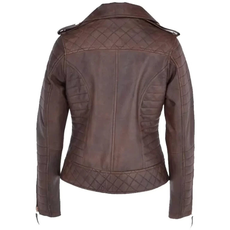 Brown leather jacket on a white background